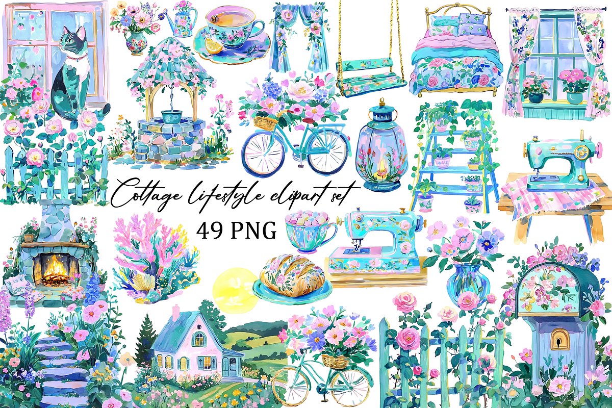 Cottage Lifestyle Clipart Set, an Illustration by Libby Wishes (Photo 1 of 4)