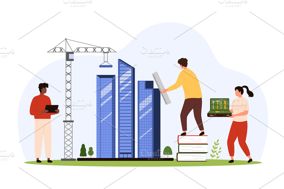 Construction project management, a Person Illustration by Flashvector