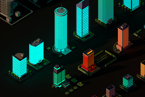 Cartoon Low Poly Night City Pack