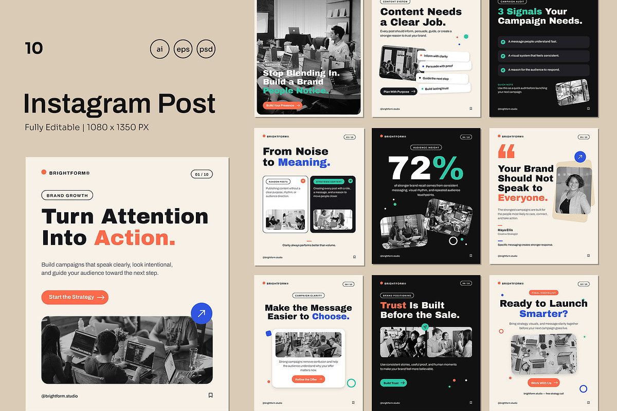 Brand Impact Instagram Post, a Social Media Template by Pitchlook.Studio (Photo 1 of 3)