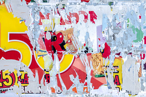 Grunge background with torn poster, a Wallpaper Photo by KYNA STUDIO