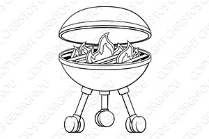 Barbecue BBQ Cartoon Icon, a Food Illustration by Christos Georghiou