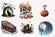 Watercolor Halloween Spooky Clipart, an Illustration by CreationArt (Thumbnail 4 of 6)