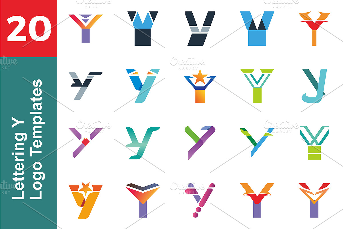 20 Logo Lettering Y Template Bundle, a Branding & Logo Template by Acongraphic (Photo 1 of 21)