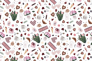 Romantic Valentine Seamless Pattern