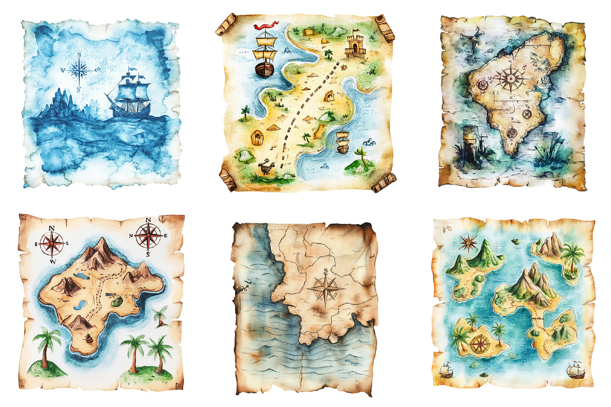 A Treasure Map Clipart PNG, an Illustration by SinaCreation (Photo 4 of 5)