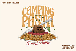 Camping Tent on Spaghetti, a Branding & Logo Template by Judsart