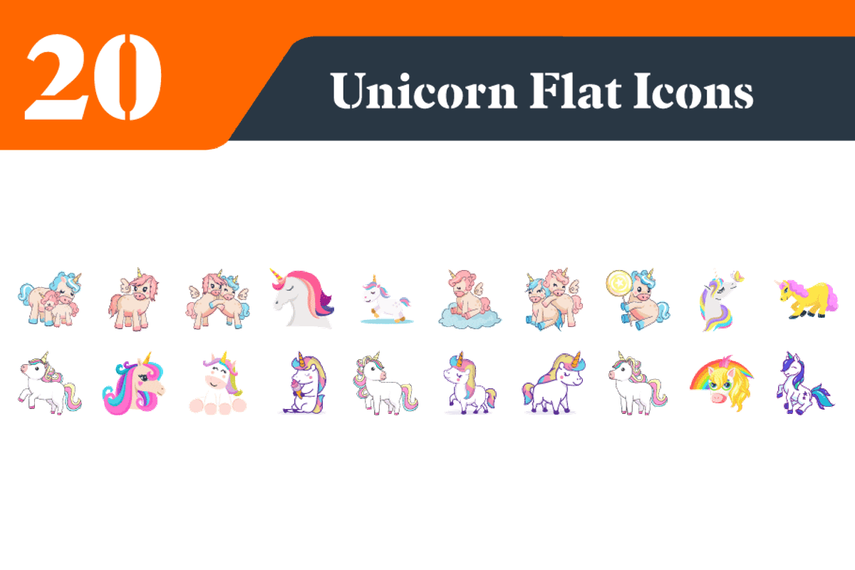 Unicorn Flat Icons Bundle, a Duotone Icon by EllaMaiyaali (Photo 1 of 3)