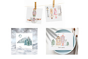 Watercolor Winter Town Collection, a Person Illustration by MayaNavits (Thumbnail 7 of 10)