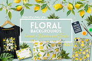 Watercolor Floral Design Set Lemons, an Illustration by Anna Studio (Thumbnail 1 of 11)