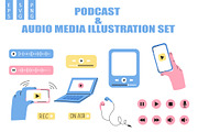 Podcast & Audio Media Icon Set, a Technology Illustration by Milota (Thumbnail 1 of 3)