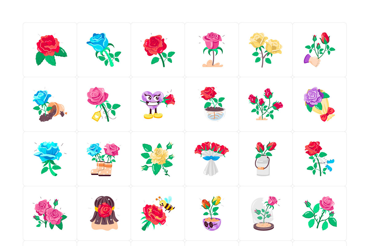 Rose Cartoon Stickers, an Emoji Icon by Vectors Market (Photo 5 of 6)
