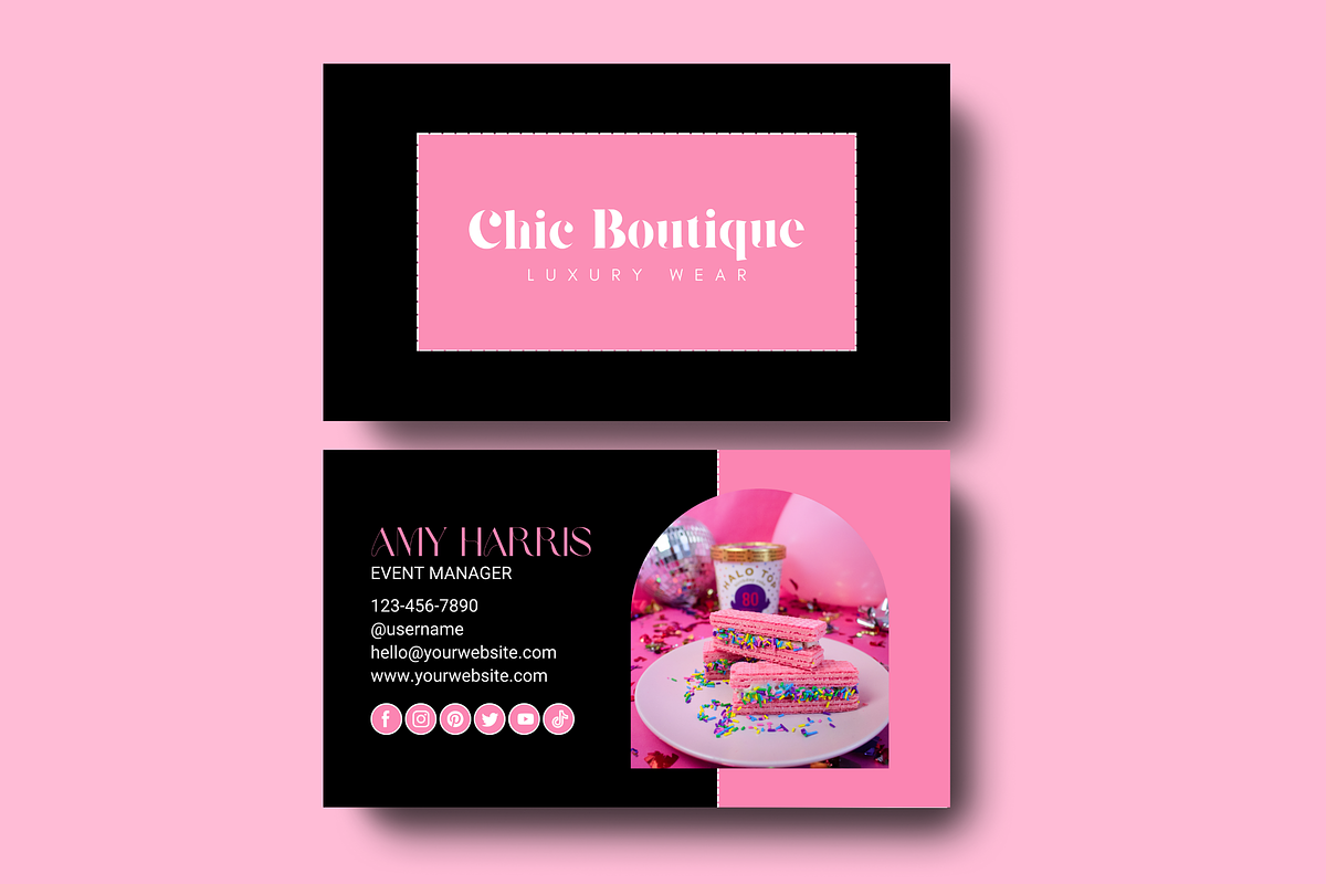 Black Pink Business Card Template, a Business Card Template by SunshineStudioBoutique (Photo 8 of 10)