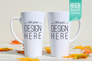 17oz Latte Mug Mockup - 2 Sided