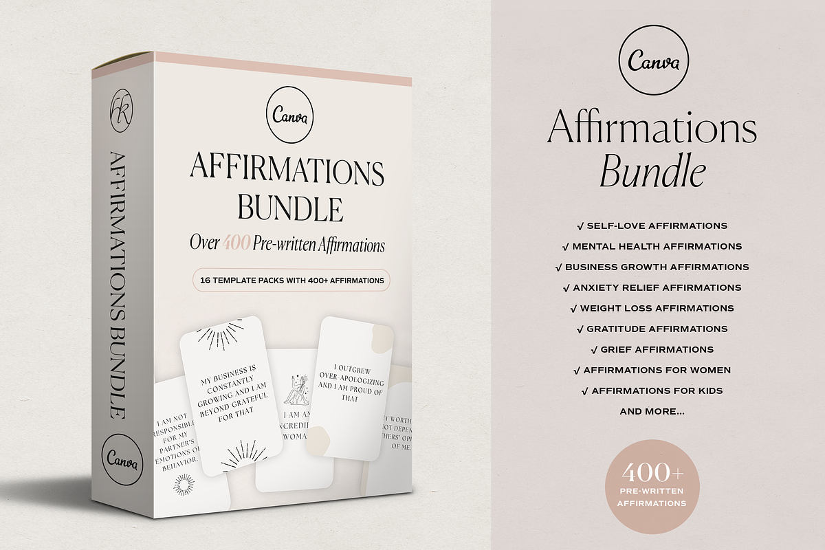 Affirmations Template Bundle Canva, a Presentation Template by HelloKarla (Photo 1 of 6)