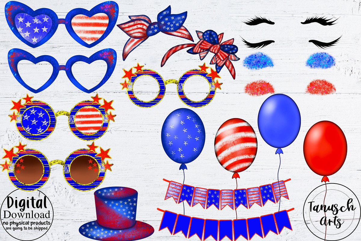 4th of July Clipart Messy Bun Girls, an Illustration by TanuschArts (Photo 4 of 4)