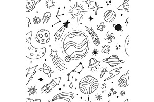 Hand Drawn Space Doodles, Universe