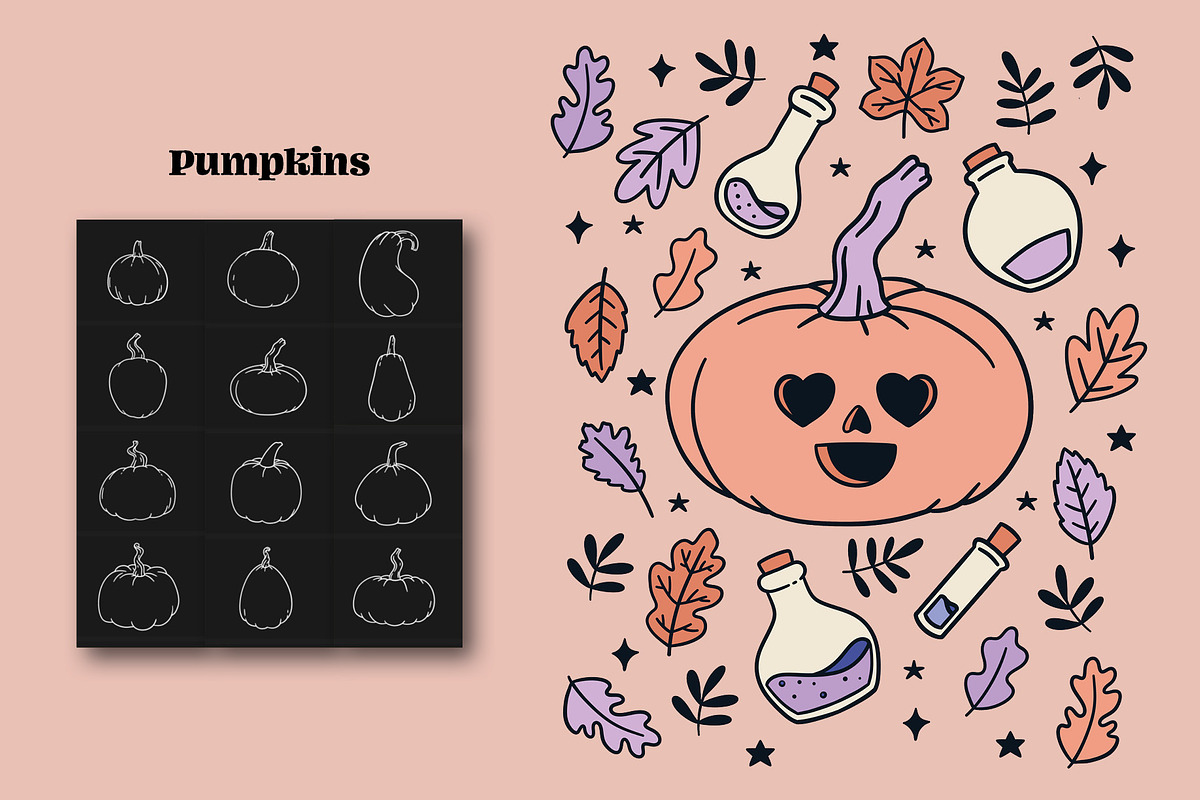 Retro Groovy Halloween Pack, a Brush Add-On by Pencil Twist (Photo 3 of 10)