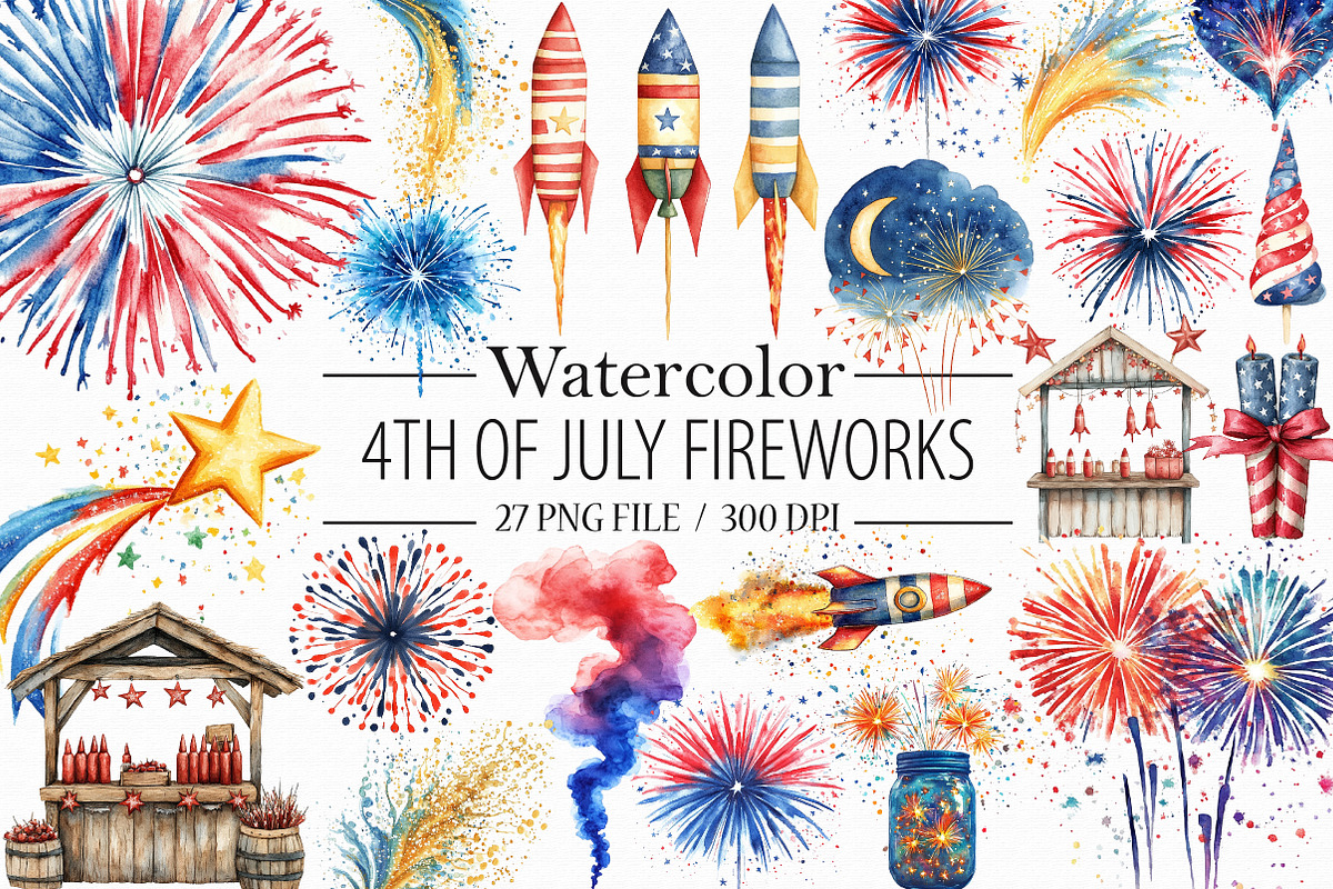 4th of July Fireworks Sublimation, an Illustration by Libby Wishes (Photo 1 of 6)