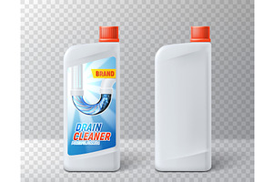 Template of drain cleaner bottles, an Object Illustration by Andrey Yaroslavtsev