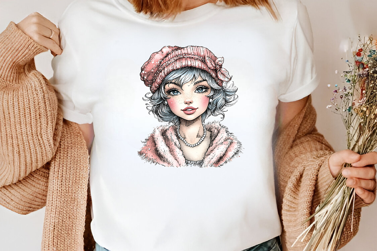 Watercolor Retro Girls Clipart, an Illustration by Canvas Craft (Photo 7 of 7)