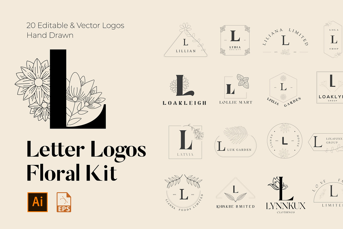 520 A to Z Floral Logos Bundle, a Branding & Logo Template by AN Productions (Photo 90 of 223)