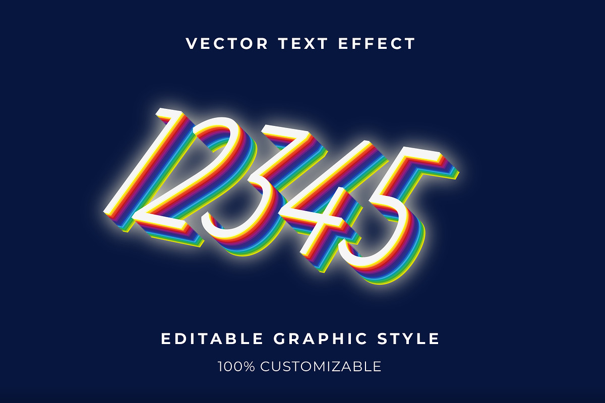 Rainbow Outline 3D Text Effect preview 2