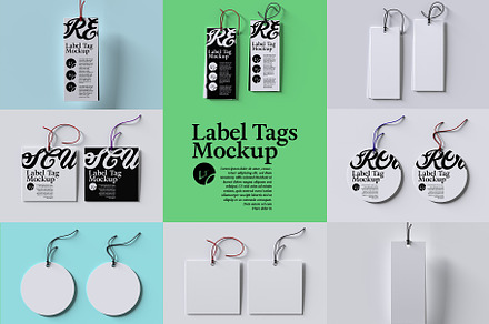 Set of Tag Clothing Labels Mockup