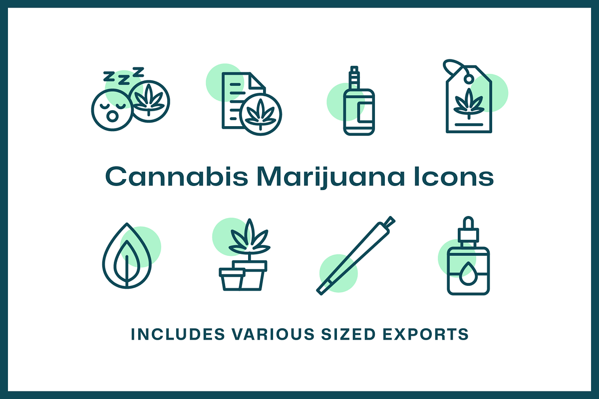 32 Cannabis Marijuana Icons, an Outline Icon by Furnace (Photo 4 of 5)