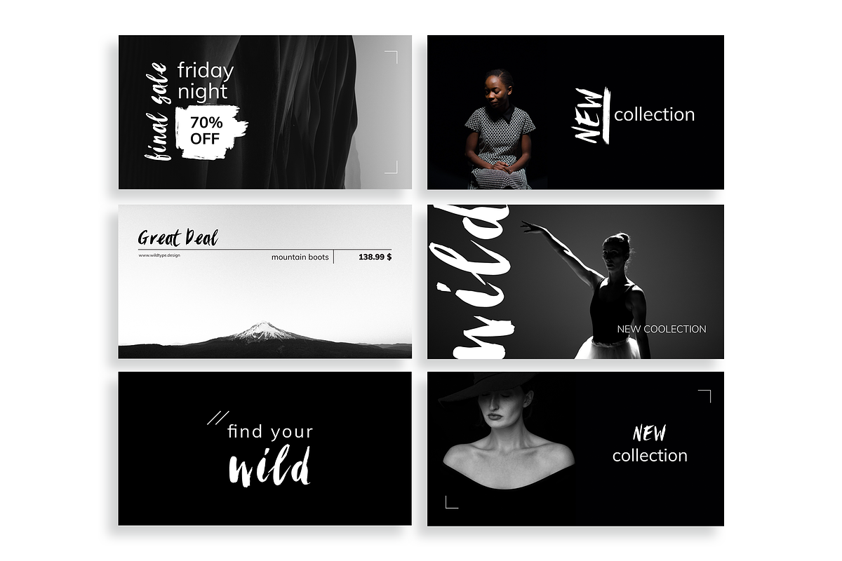 Black & White Facebook Ad Templates, a Social Media Template by Wild Ones (Photo 6 of 9)