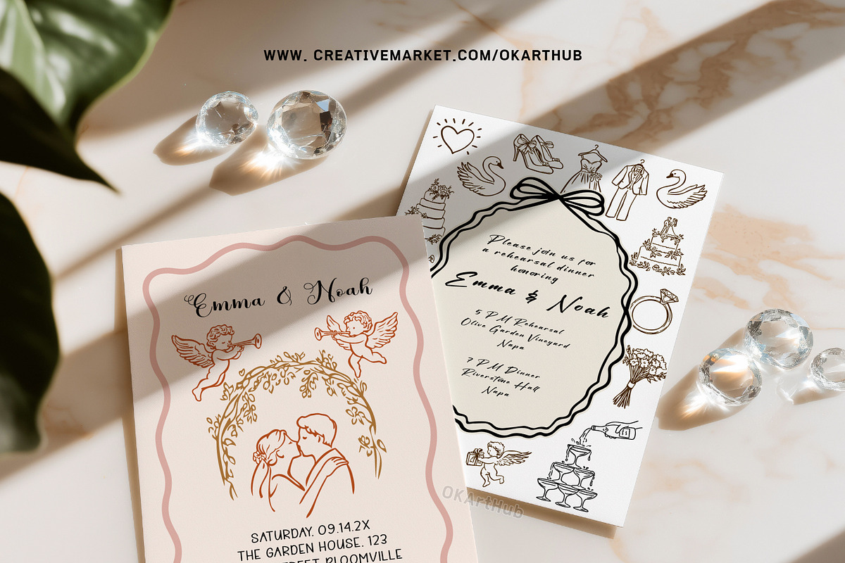 Wedding Line Art SVG Bundle Clipart, a Decorative Illustration by OKArtHub (Photo 2 of 8)