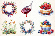 Watercolor Berries Clipart Bundle, an Illustration by DreamCafeArt (Thumbnail 3 of 7)