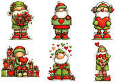 Quirky Valentine Santa Clipart, an Illustration by Craft Nest (Thumbnail 7 of 8)