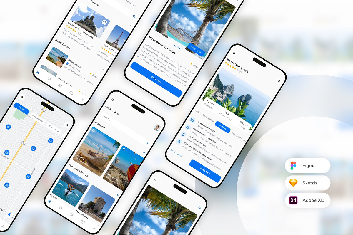 Travel & Destination App UI Kit, an UI Kit Template by uicube