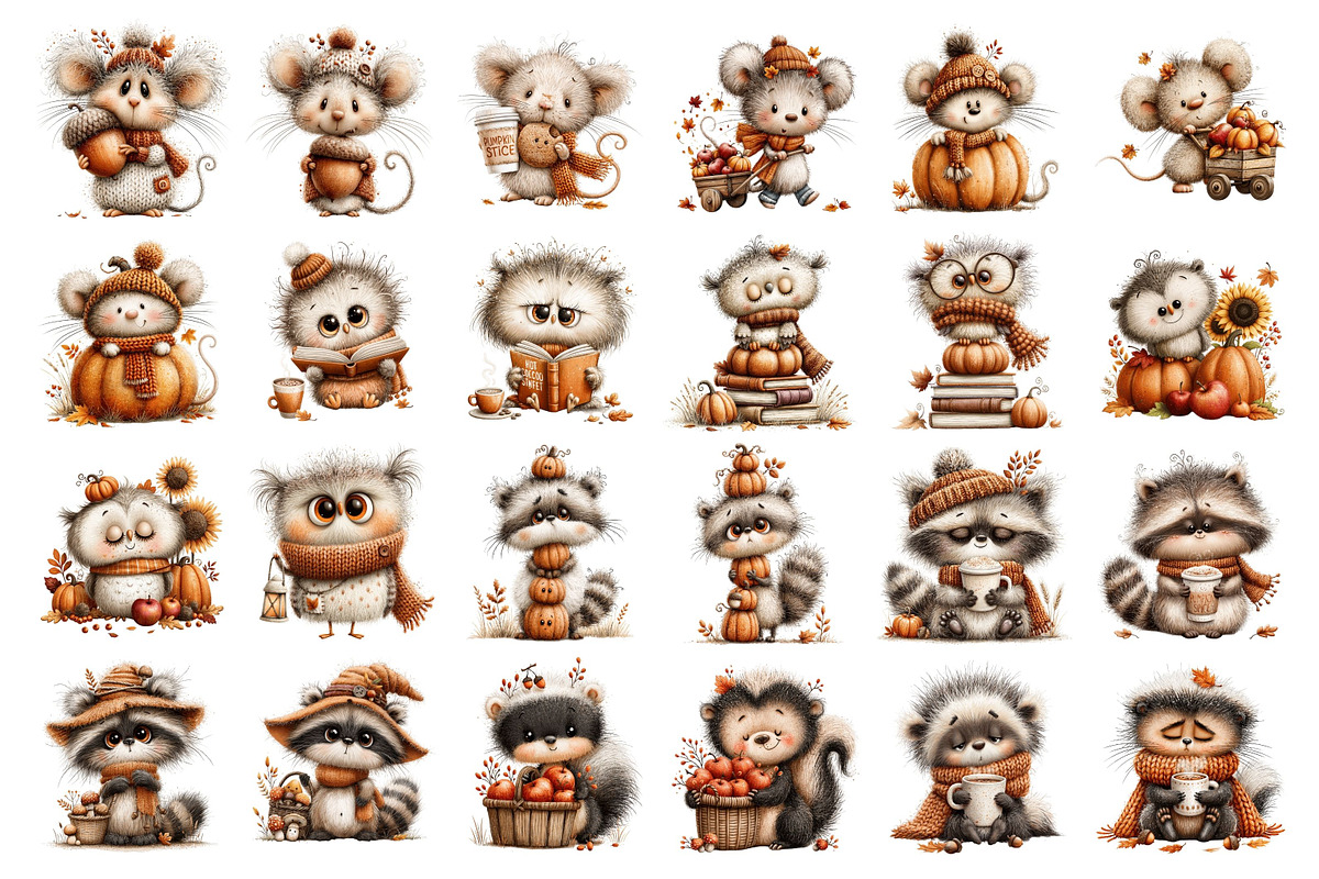 Cute Fall Woodland Animals Clipart, an Animal Illustration by Nicolle's Colorful Art (Photo 4 of 5)