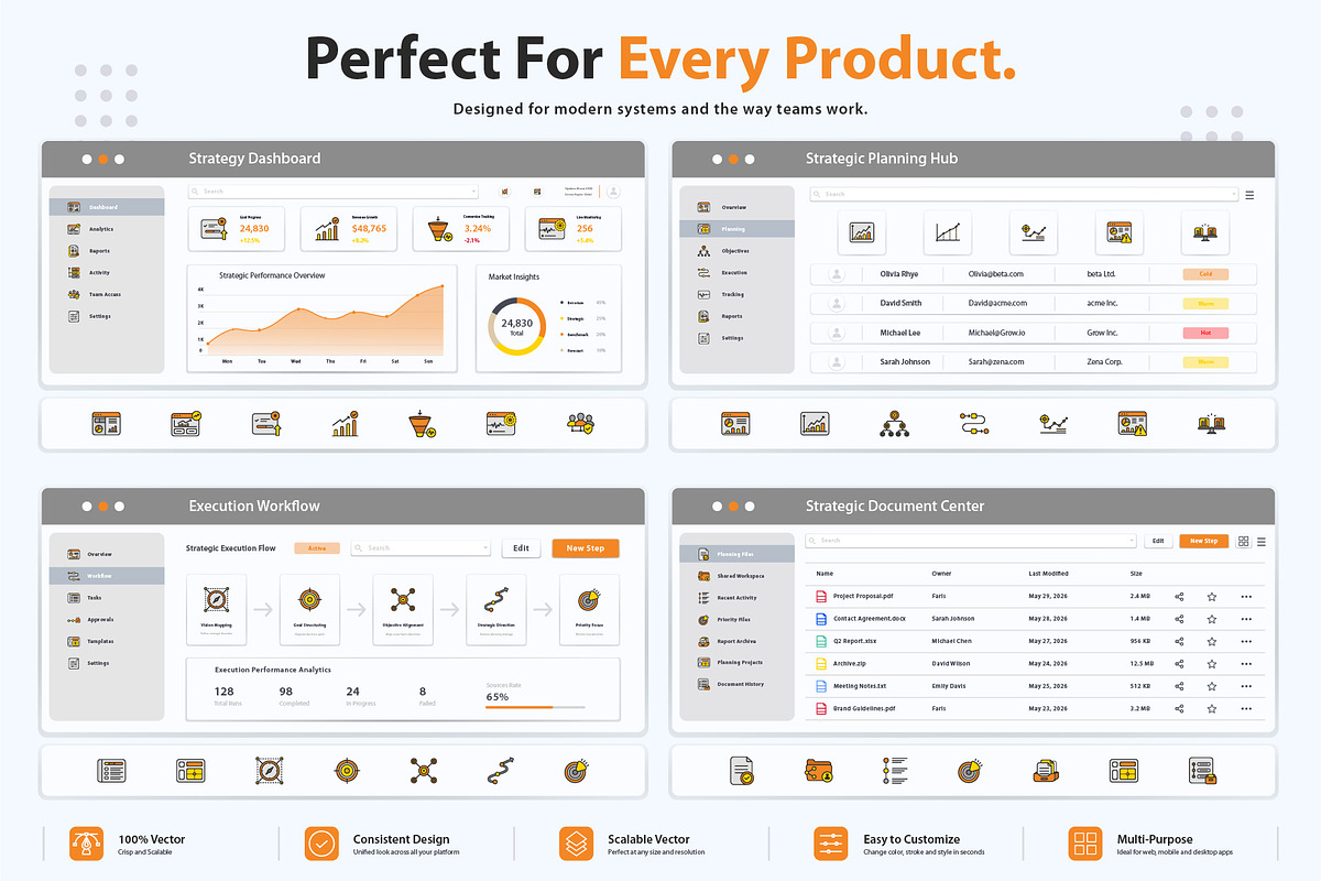 Strategic Planning Dashboard Icons, an Outline Icon by vexper (Photo 6 of 10)