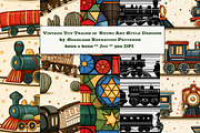 Vintage Toy Train Art Designs, a Pattern Graphic by karenfoleyphoto (Thumbnail 1 of 9)