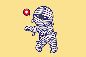 Cute Mummy Walking Cartoon, a Person Illustration by Catalyst Labs
