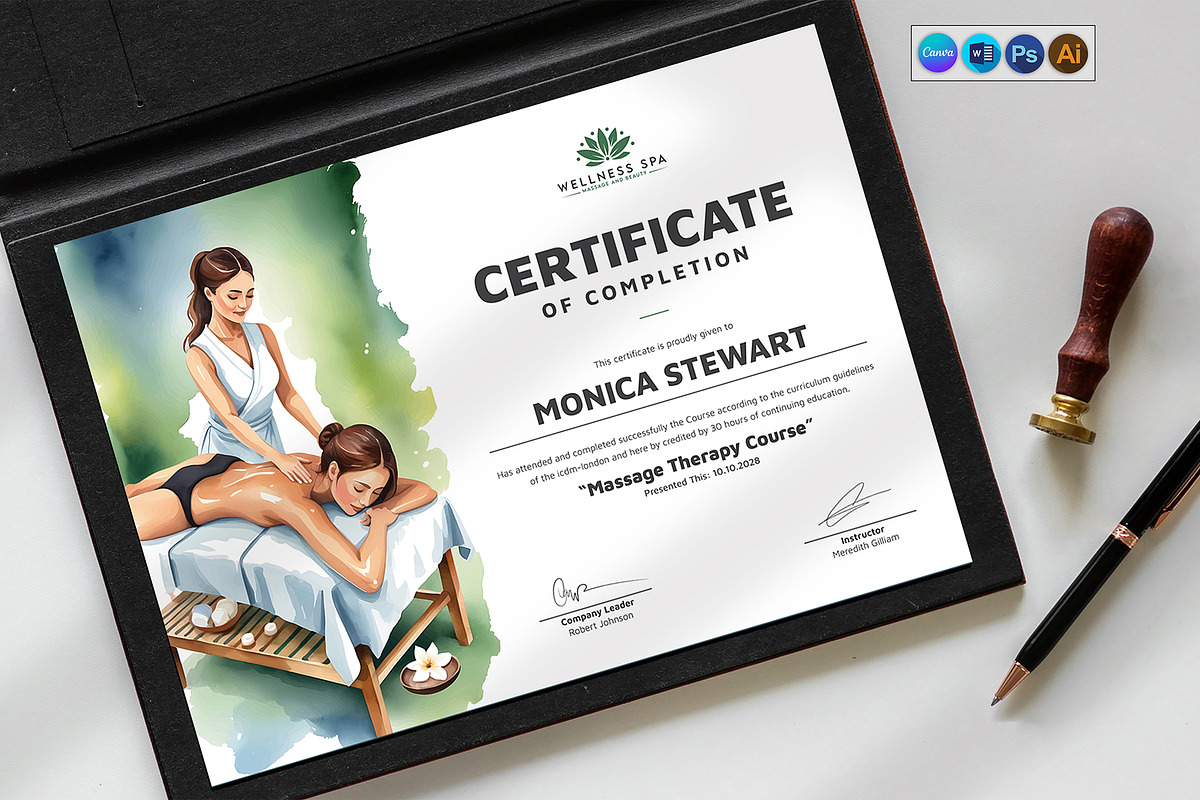 Massage Therapy Certificate, a Stationery Template by DesignDevisers (Photo 2 of 10)