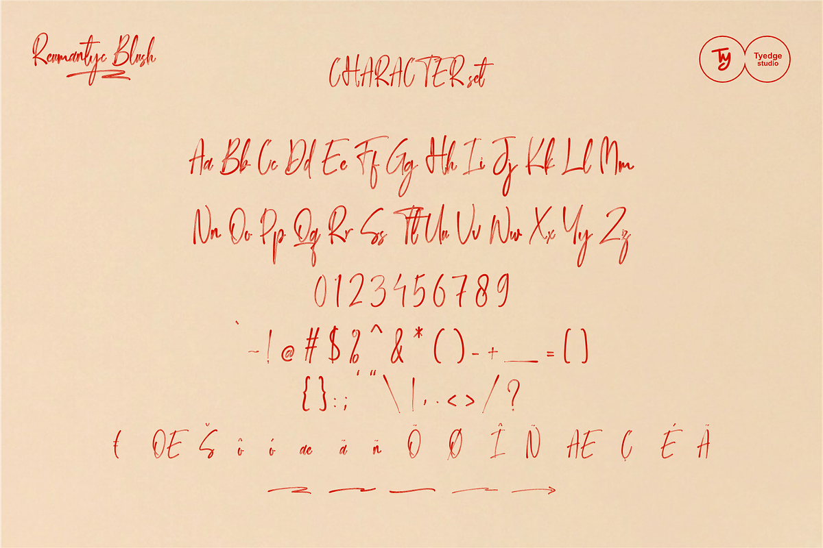 Reumantic Blush, a Handwritten Font by Tyedge Studio (Photo 2 of 6)