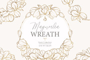 Linear Magnolia Flowers Wreath PNG, an Illustration by Color and Decor (Thumbnail 1 of 7)
