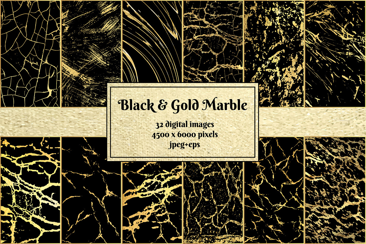 Black and Gold Marble Textures, a Texture Graphic by Artemisia_Art (Photo 1 of 6)