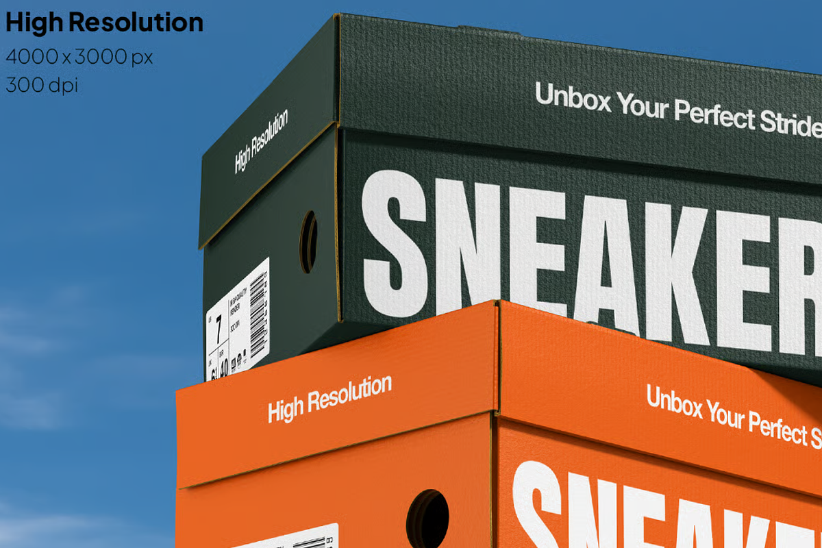 Shoe Box Mockup Front & Side, a Packaging Mockup by graphicsauce (Photo 4 of 4)