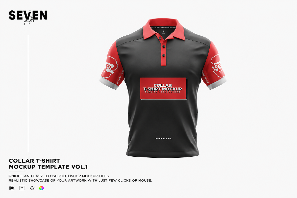 Team Collar Jersey T-Shirt Mockup, a Shirt Mockup by Se٧enStudio (Photo 1 of 2)