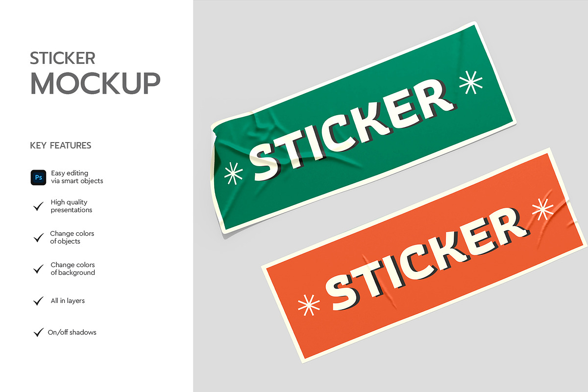 Rectangle Adhesive Sticker Mockup