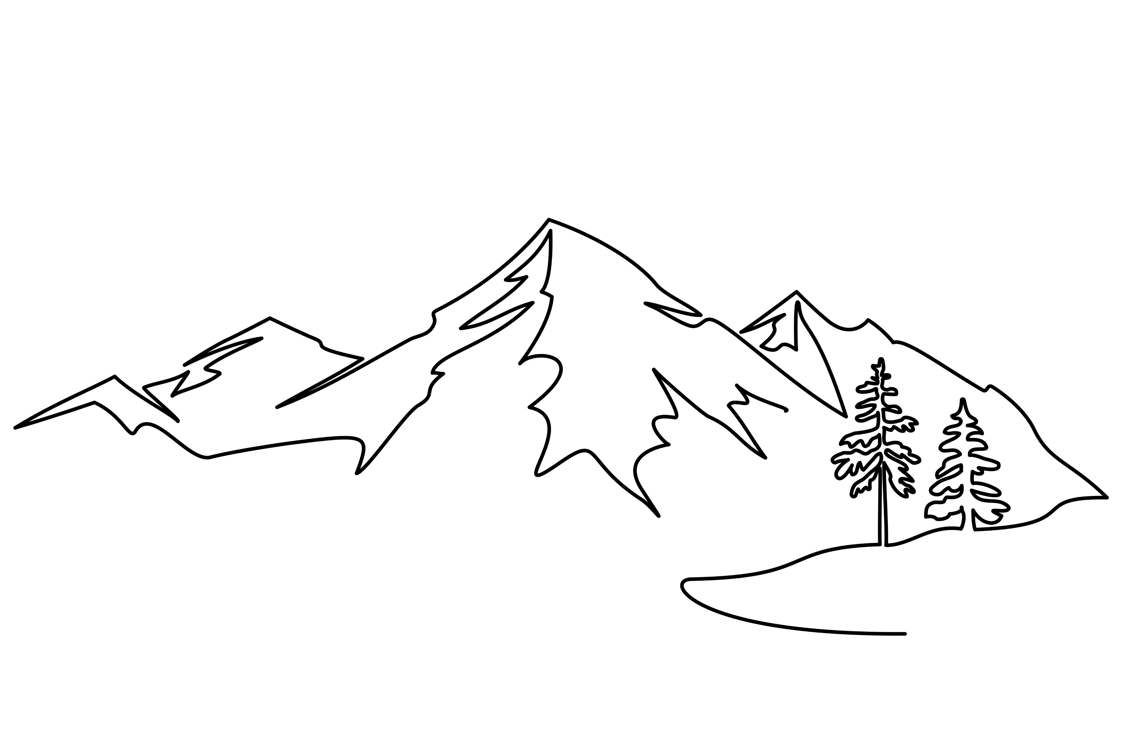 Mountain landscape with fir-trees, an Illustration by Valenty