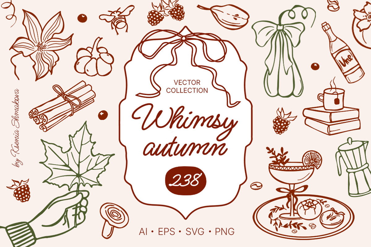Whimsy Autumn Vector Doodle Clipart, a Seasonal Illustration by Ksenia Shmakova (Photo 1 of 18)