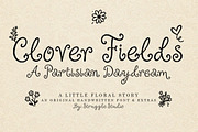 Clover Fields // 02 Font and Extras, a Script Font by Struggle Studio (Thumbnail 1 of 11)