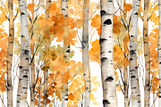 Watercolor Autumn Birch Trees Forest, an Object Graphic by Printable Treasure (Thumbnail 5 of 9)