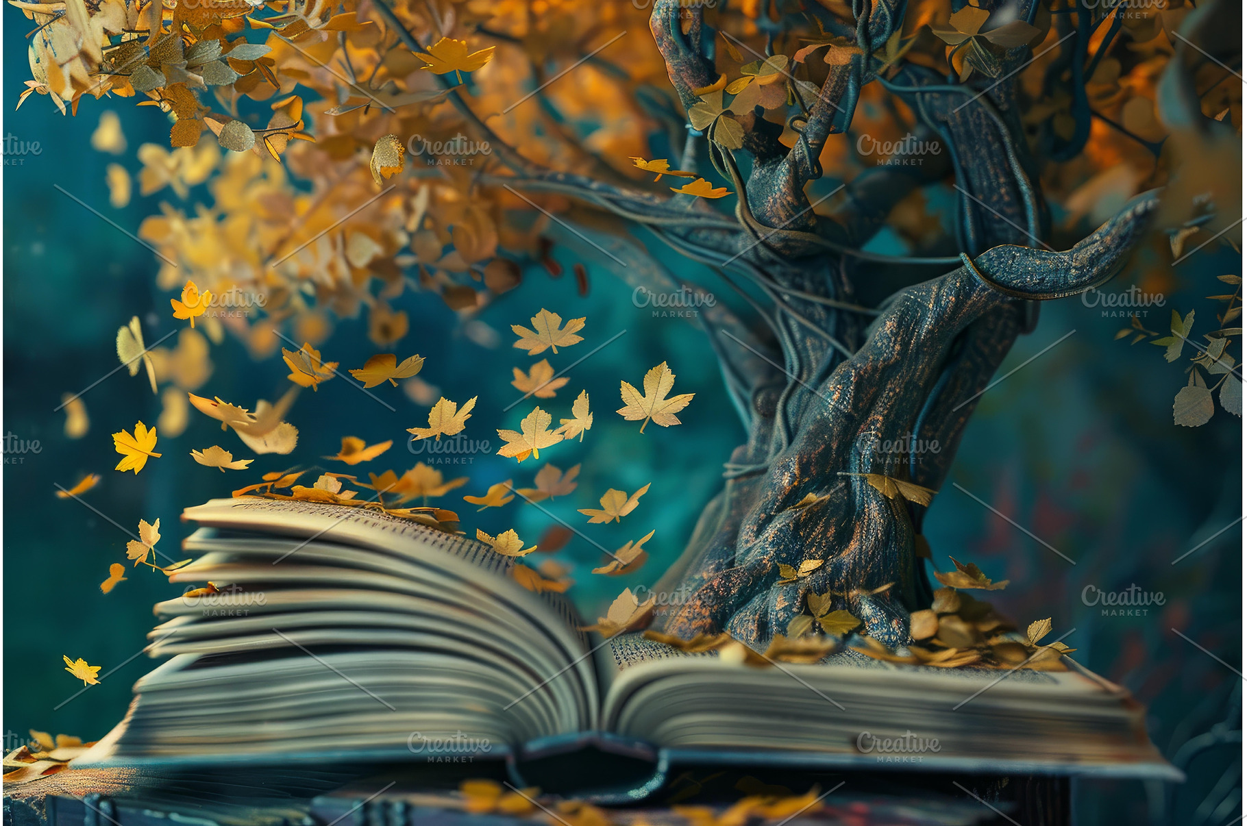 Magical tree growing from open book, a School & Education Photo by Ylivdesign